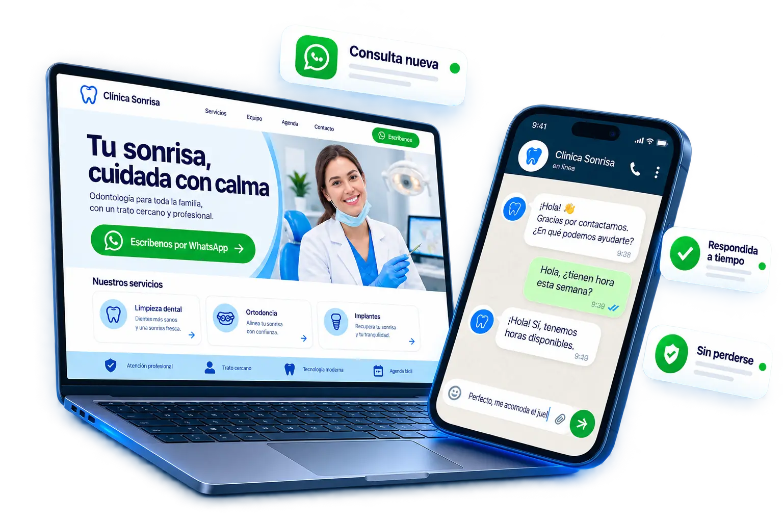 Una consulta llega desde tu página y se responde por WhatsApp